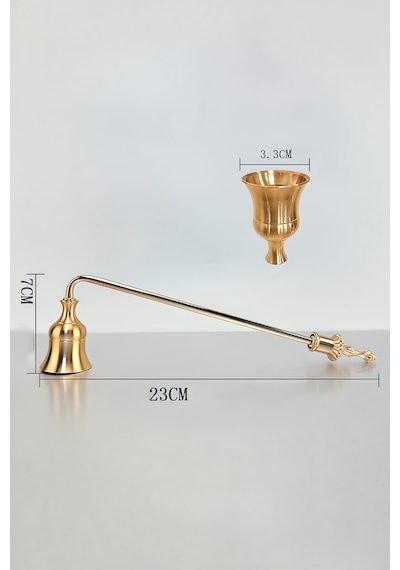 Sabit Başlıklı Metal Rose Gold 23 Cm Dekoratif Çan Dizayn Saplı Mum Söndürücü Mt280sr