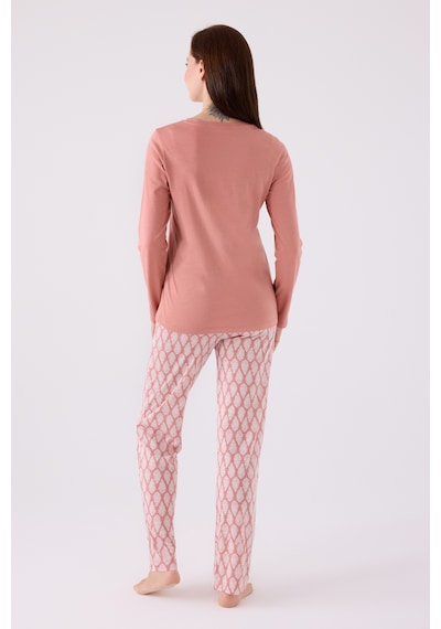 Arnetta 3071 Uzun Kol Kadın Pijama Takımı Pembe