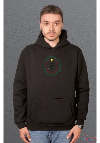 Bumeta Feeling Chiristmas İn The Bones Sweatshirt Unisex Kapüşonlu Hoodie Siyah