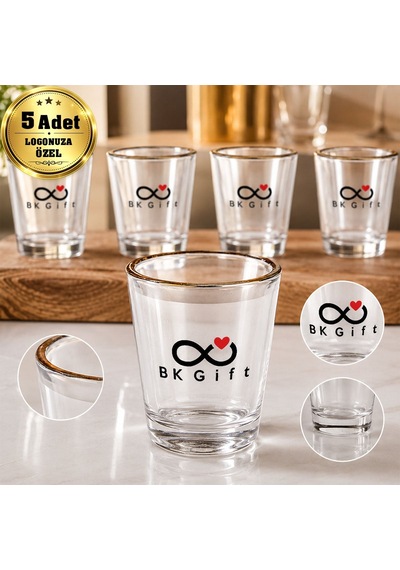 Logonuza Özel 5 Adet 50 Ml Cam Tekila Shot Bardağı Kurumsal Hediye Ve Promosyon Seti Çok Renkli