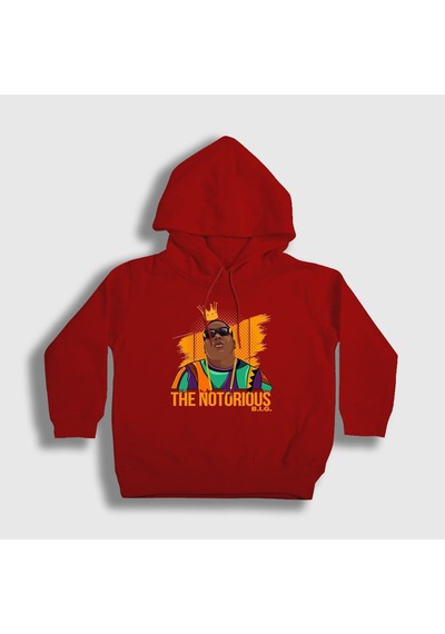 Presmono Unisex Çocuk King The Notorious Bıg Kapüşonlu Sweatshirt Kırmızı