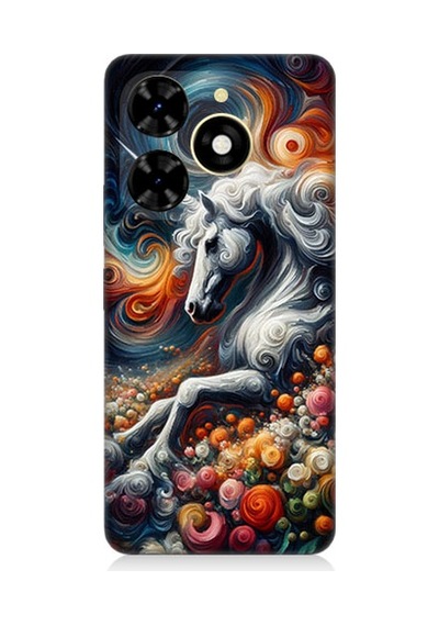Tecno Spark 20 Uyumlu Renkli At Desenli Silikon Kılıf