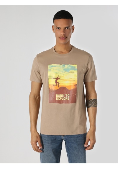Colin'S Regular Fit Bisiklet Yaka Baskılı Gri Erkek Kısa Kol Tişört Cl1063152_Q1.V1_Tpe
