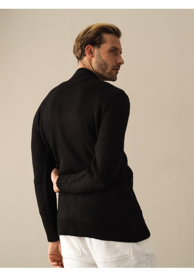 Xint Siyah Regular Fit Bisiklet Yaka Hırka 801713