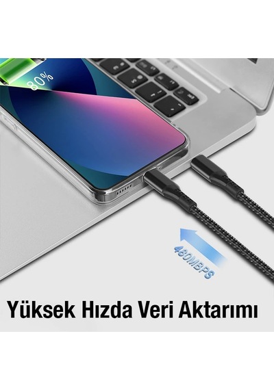 Ally 1mt 27w Type-c To iPhone Uyumlu Lightning Süper Hızlı Data Ve Şarj Kablosu Akım Ve Isı Korumalı Halat- 5775