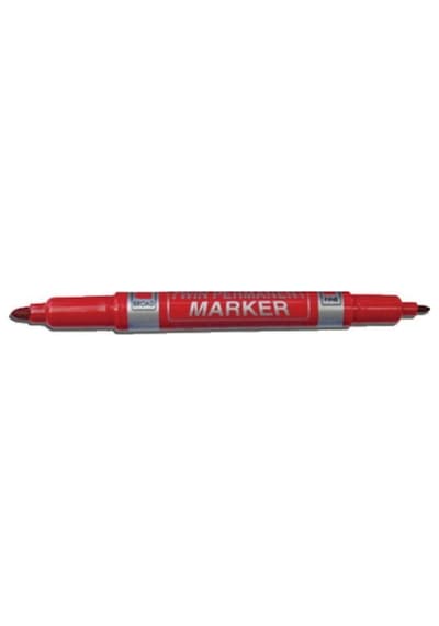 Twin Permanent Marker Çift Uçlu Asetat Kalemi Kırmızı Renkli
