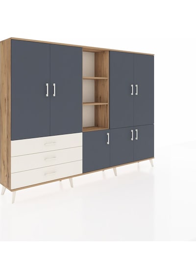 Arges Dolap 11 Raflı 3 Çekmeceli 7 Kapaklı 220x30x163 Çam-antrasi Çam-antrasit/aytaşı Arges Dolap 11 Raflı 3 Çekmeceli 7 Kapaklı 220x30x163 Çam-antrasi Çam-antrasit/aytaşı