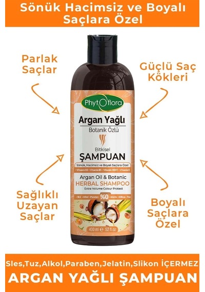 Phytoflora Argan Yağlı Botanik Özlü Bitkisel Şampuan 400 ML