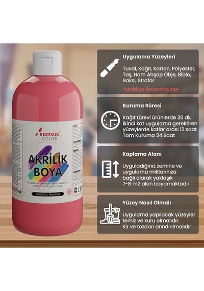 Pembe Akrilik Boya 500gr 0,15 L