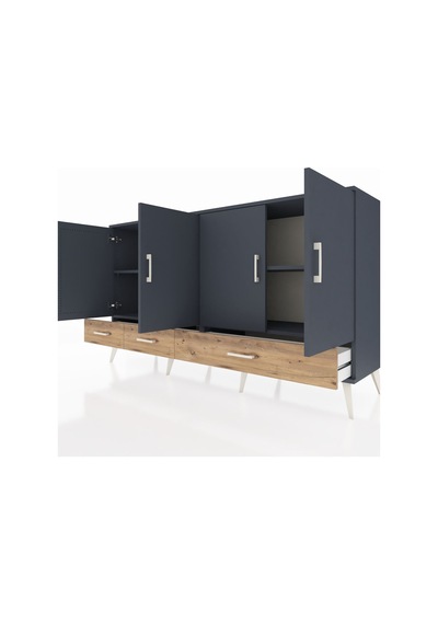 Hyperion Konsol 6 Raflı 3 Çekmeceli 4 Kapaklı 176x44x99 Antrasit- Antrasit-antrasit/çam Hyperion Konsol 6 Raflı 3 Çekmeceli 4 Kapaklı 176x44x99 Antrasit- Antrasit-antrasit/çam
