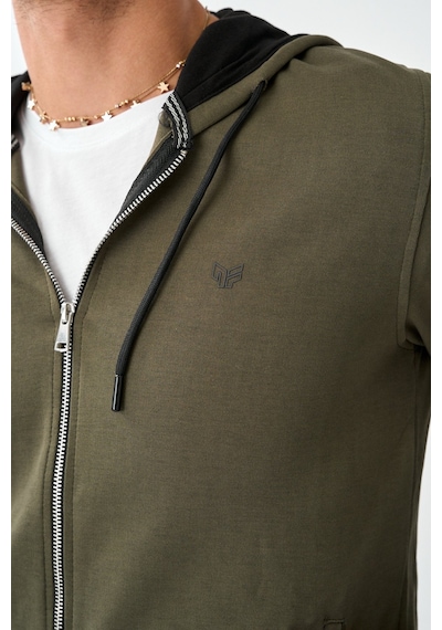 Dechers Tech Fleece Double Face Kapüşonlu Erkek Eşofman Takım E213-14 Haki