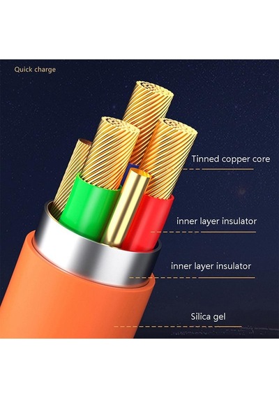 Turuncu 3ın1 6a 120w Usb Tip C Kablo Aydınlatma İçin Usb A'dan Tip-c'ye 8-pin Mikro Usb Kablosu