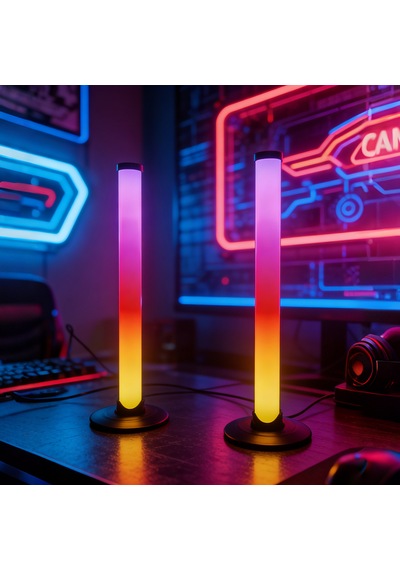 2 Adet Usb Kablolu Rgb Led Çubuk Dekoratif Masa Lambası Kumandalı Renkli Aydınlatma Oyuncular İçin & Tv Arkası Aydınlatma