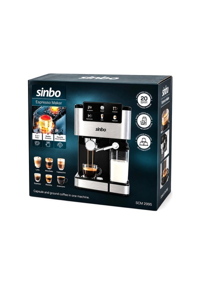 Siyah - Krom Espresso Kahve Makinesi 6 Farklı Kahve 1.5lt Su Hazne - 500ml Süt Hazne 1350w Scm-2995 5580