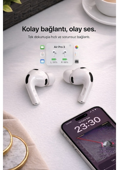 Air Pro3 ANC 2026 Dokunmatik Premium Bluetooth Kulaklık - Aktif Gürültü Engelleme, HD Ses, Şeffaf Mod, Tüm Telefonlarla Uyumlu
