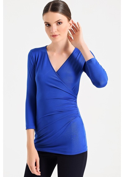 Jument Anvelop Kruvaze Yaka Capri Kol Bluz Sax