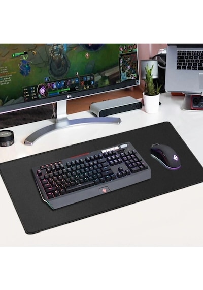 Mousepad Dikişli Kaymaz Gaming Deskpad Xxl Fare Altlığı 90x40 90x40cm Black