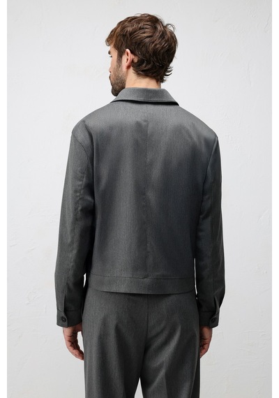 Antioch Relaxed Fit Fermuarlı Erkek Mont Gri
