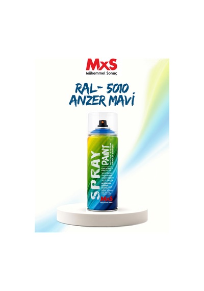 Mxs Ral 5010 Anzer Mavi Akrilik Sprey Boya 400 Ml Siyah