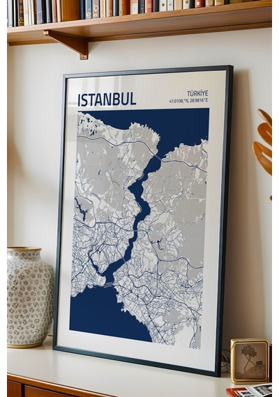 İstanbul Türkiye Haritası Çerçeveli Tablo Lüks Salon Ofis Duvar Dekorasyonu Hediyelik Tablo