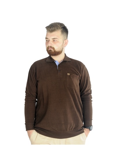 Mode Xl Büyük Beden Erkek Sweat Polo Selanik Basic 20441 Sütlü Kahve Sütlü Kahve