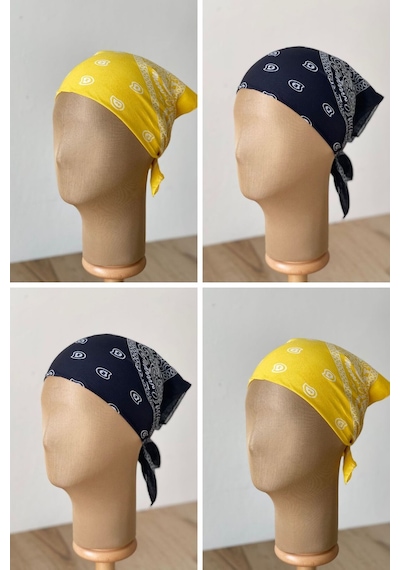 Pamuklu Klasik Desen Unisex 4lü Bandana Seti Renkli Bandana Etnik Desenli A Kalite Bandana Kırmızı - Turuncu