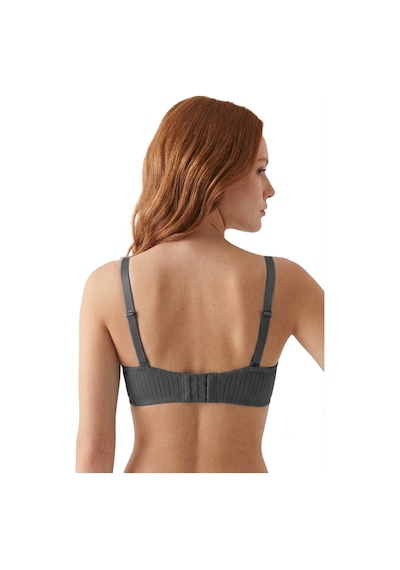 Cottonill Seamless Bra - Striva Siyah Mikro Çizgi Desenli Balenli Kadın Sütyen -