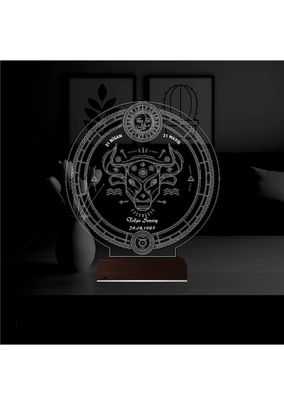 Luvivia Astroloji Boğa Burcu Kişiye Özel 3d Lamba - Masa Gece Lambası