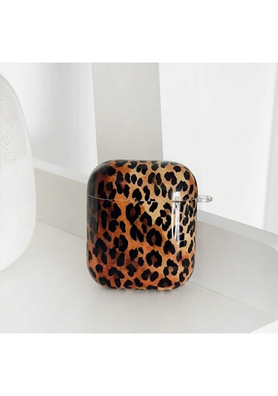 Apple Uyumlu iPhone 1/2. Nesil  Koruyucu Bluetooth Kulaklık Kılıfı Leopar Desenli Leopar Airpods 1/2. Nesil