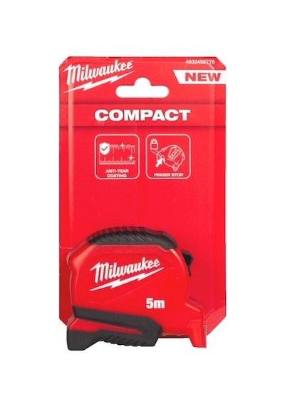 Milwaukee 5 Metre Şerit Metre Compact Anti-tear Finger Stop - 4932498778 5 M