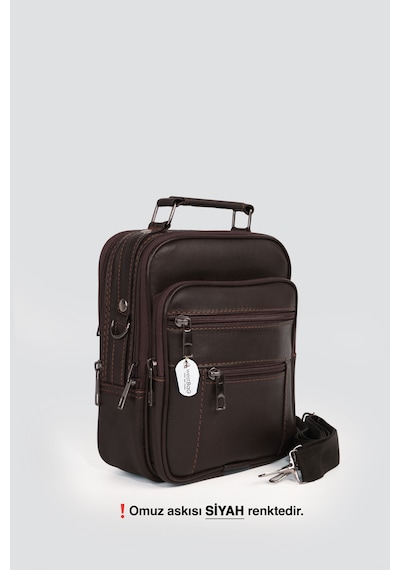 Westbag Erkek Çelik Kasalı Hakiki Deri El Ve Omuz Çantası Ayarlanabilir Askılı Orta Boy Kahverengi