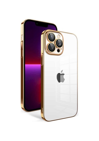 Zeyline Apple Uyumlu iPhone 13 Pro Kamera Korumalı Renkli Çerçeveli Zore Garaj Kapak-gold