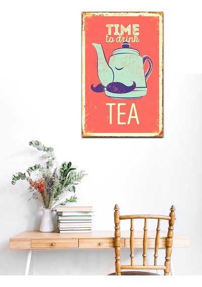 Time To Drink Tea Retro Vintage Drtr0126 Ahşap Mdf Tablo