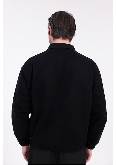 Erkek Gabardin Kumaş Fermuarlı Oversize Mevsimlik Ceket-144 Siyah