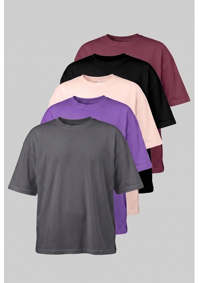 Respire Erkek Basic Oversize T-shirt 5'li Set Set-3