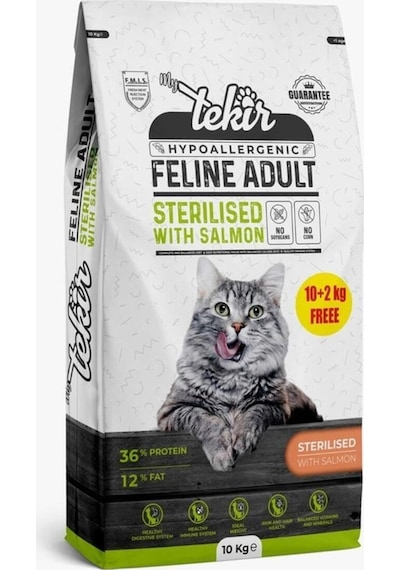 Tekir Hypo Allergenic Kısırlaştırılmış Somonlu Yetişkin Kedi Maması 12 KG