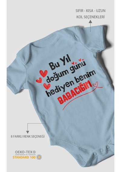 Morivokids Babaya Özel Kısa Kollu Bebek Body %100 Pamuk Zbn296-kk Bebe Mavisi