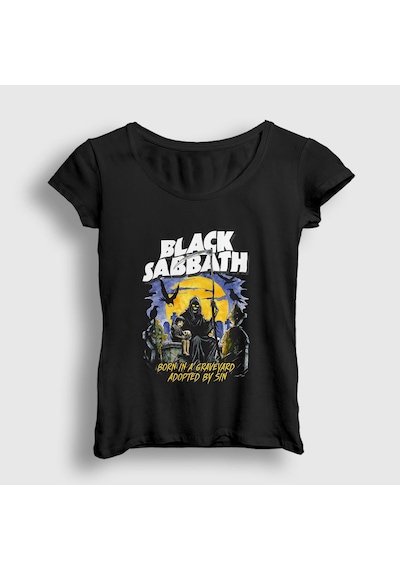 Presmono Kadın Sin Black Sabbath T-shirt Siyah