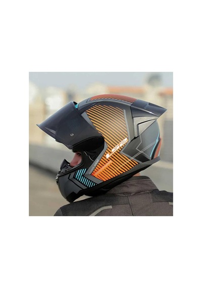 Ls2 Rapid 2 Extra Full Face Motosiklet Kaskı Şeffaf + Siyah Vizörlü Mat Gri - Neon Turuncu