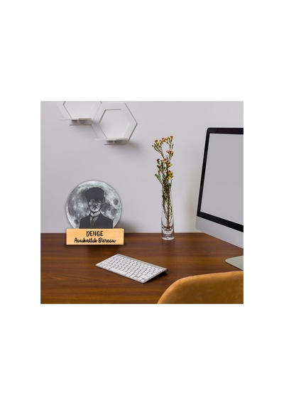 Led Işıklı Pleksi Dolunay Kişiselleştirilebilir Dekoratif Biblo Atatürk Portre Anahtar Askılığı Gri - 737347614 Gri