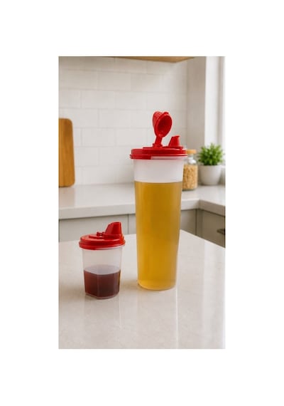 Yağdanlık Oval 1.1 Lt Ve 2 Adet 440 Ml. Kırmızı