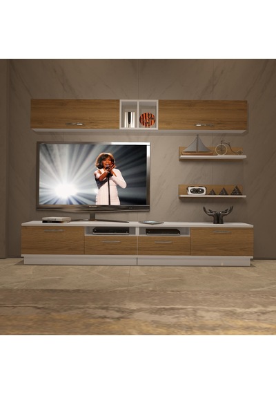 Decoraktiv Trendstyle 5220 Mdf Tv Ünitesi Tv Sehpası - Beyaz Pera Beyaz - Meşe