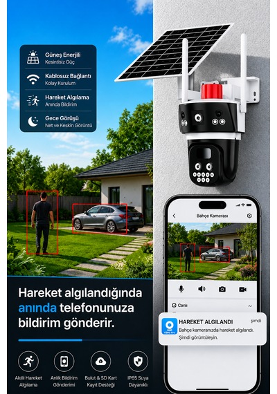 Sim Kartlı 2 Kameralı Elektriğin Olmadığı Yerde Kullanılan 10x Zoom Güvenlik Kamerası