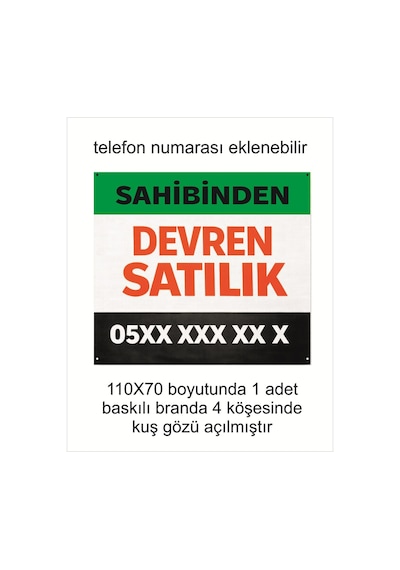 Baskılı Branda Sahibinden Devren Satılık 110x70 Cm 1 Adet