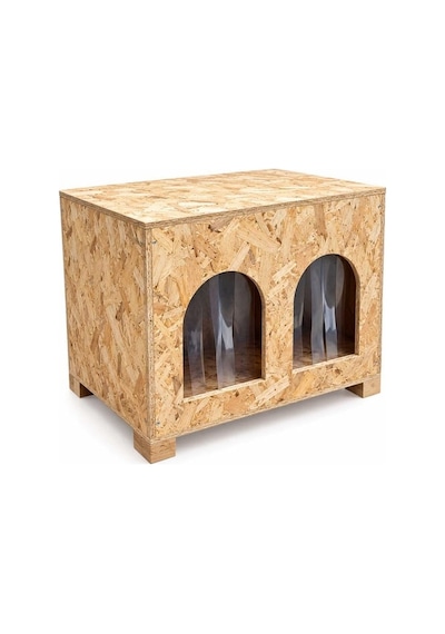 Reyo 2 Bölmeli Yetişkin Kedi Evi, Kedi Barınağı, Sokak Hayvanları İçin Kedi Barınağı, Kedi Yuvası, Rüzgar ve Soğuğa Dayanıklı Ahşap 61x41x36 cm CAT50