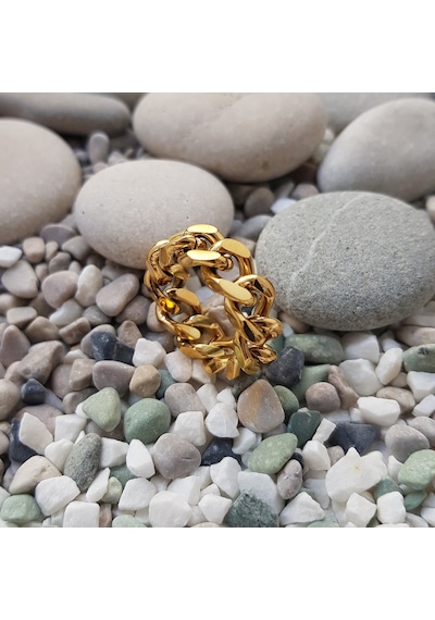 Chavin Parlak Gold Zincir Dizayn Erkek Bayan Çelik Yüzük Ek50Sr Altın Chavin Parlak Gold Zincir Dizayn Erkek Bayan Çelik Yüzük Ek50Sr Altın
