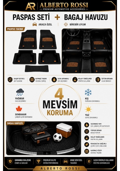 Kıa Ceed 2012+2018 Uyumlu Araca Özel 3d Bagaj Havuzu Ve Paspas Enerji Ahşap