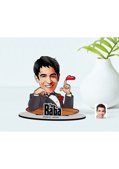 Kişiye Özel Godfather Baba Karikatürlü Ahşap Biblo Model-6