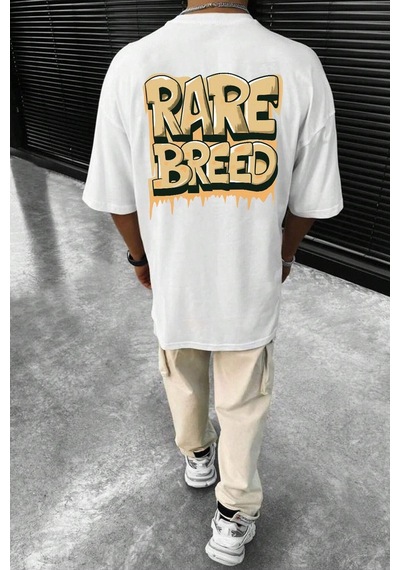 Unisex Rare Breed Baskılı Tasarım Tshirt Beyaz