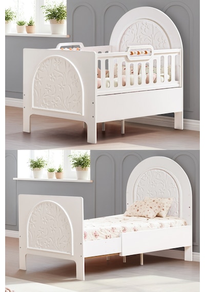 Mdf Beşik, Garden Büyüyen Beşik 90x130 - Garden Karyola 90x190 Beyaz